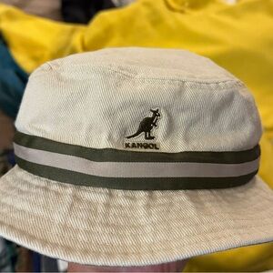 Kangol Tan Lahinch Hat with Olive Stripe